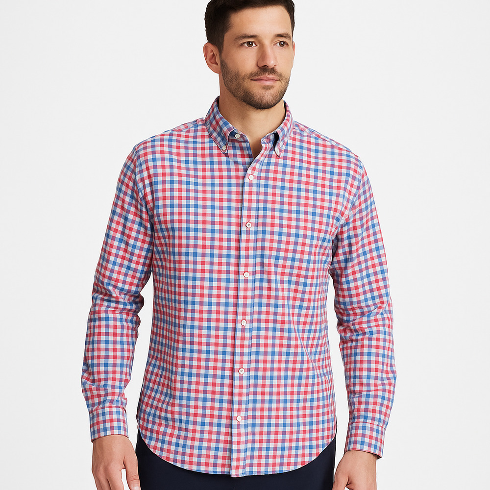 Bonobos Shirt Mens XL Blue Red Buttonup Long‎ Sleeve Plaid Checkered Cotton